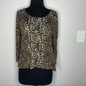 Forever 21 Leopard Pint Scoop Neck Loose Fit Lightweight Sweater Size S